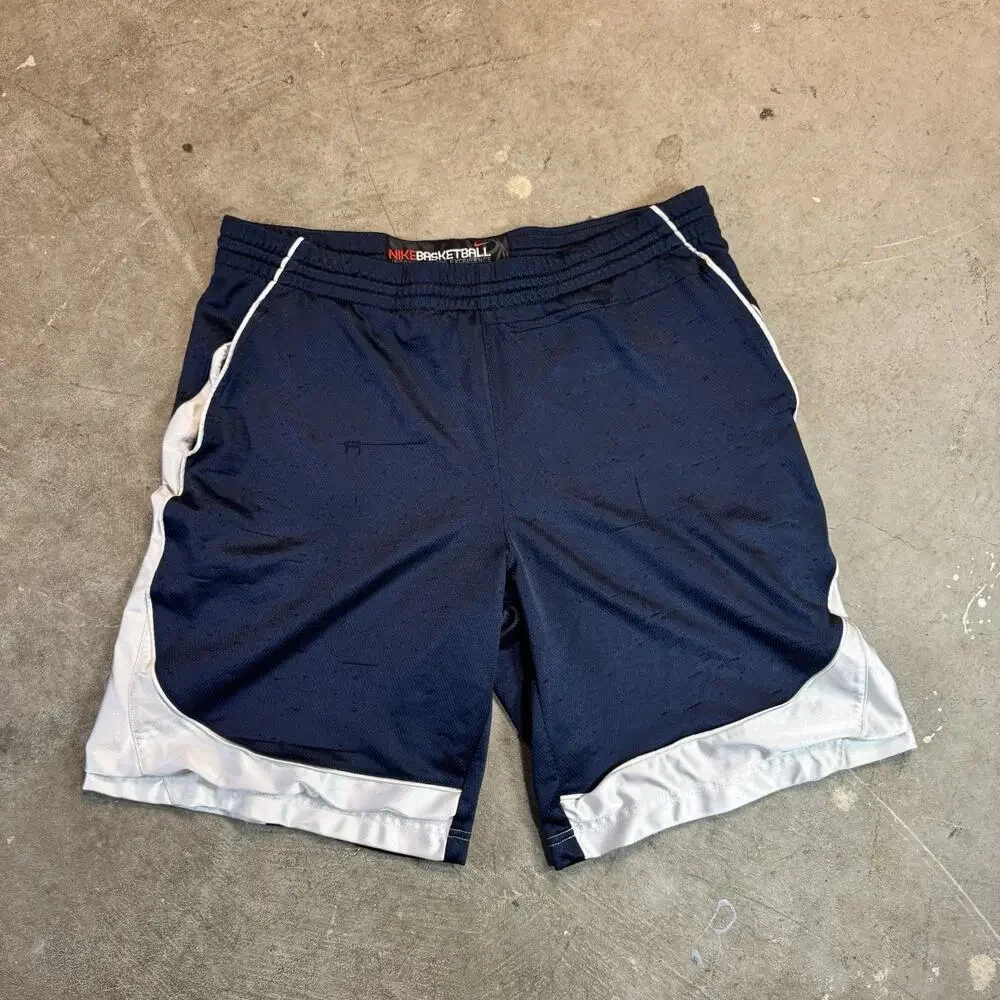 Vintage Nike Basketball Shorts Medium Mens Blue & White Y2K Baggy